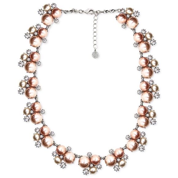 Charter Club Silver-Tone Crystal & Colored Imitation Pearl Burst Collar Necklace - Picture 1 of 4